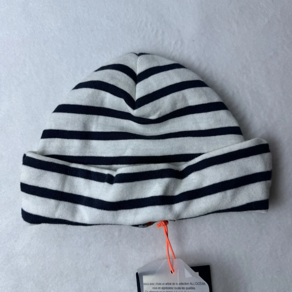New All'ocean Bigorneau striped Baby Beanie Hat‎ Blue White Nautical Cap Cotton
